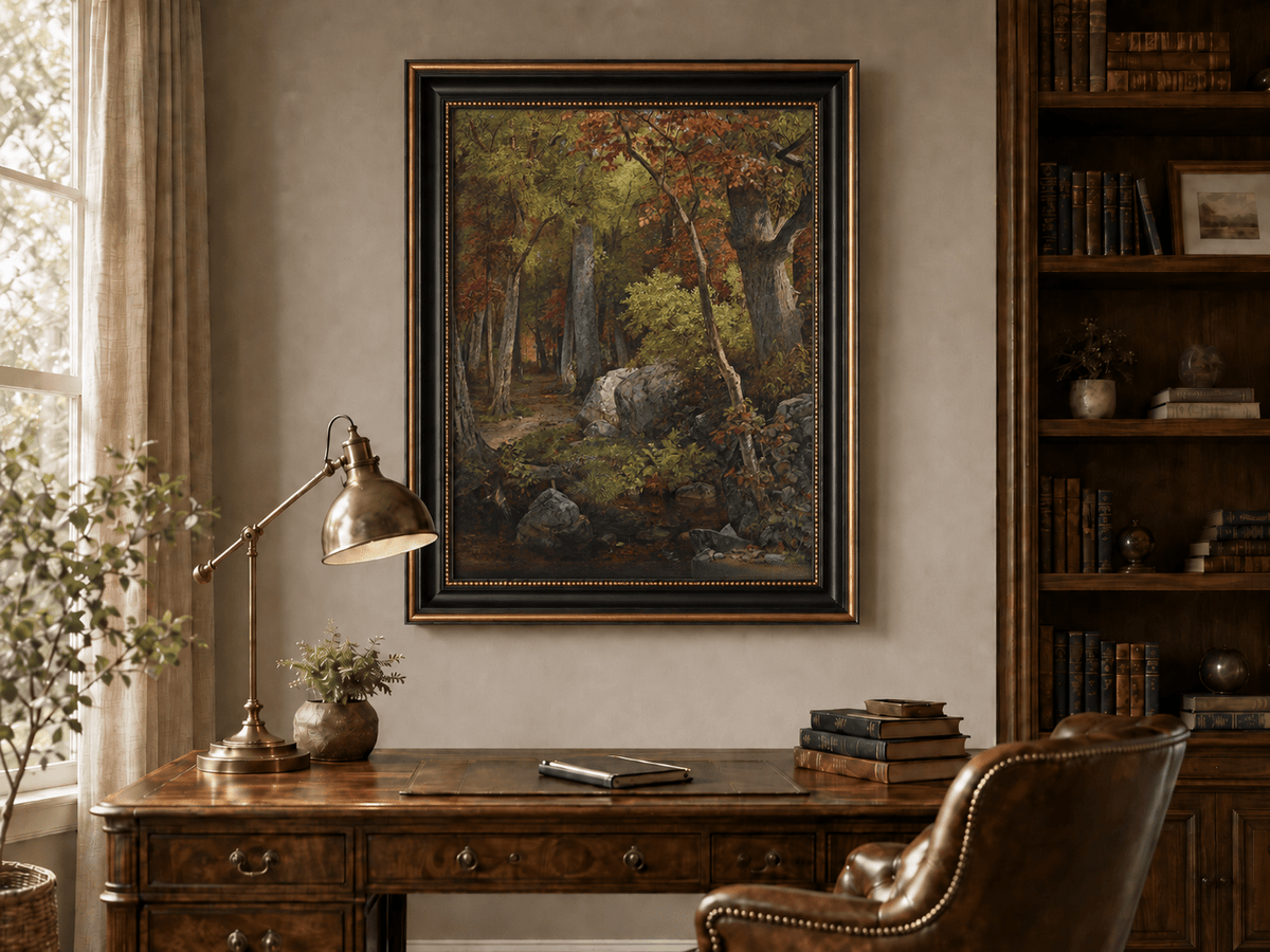 Ölgemälde Landschaft – Herbstwald, Feldweg & Mischfarben