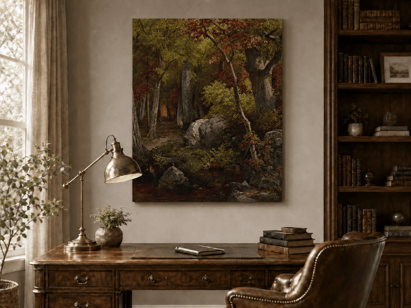 Ölgemälde Landschaft – Herbstwald, Feldweg & Mischfarben