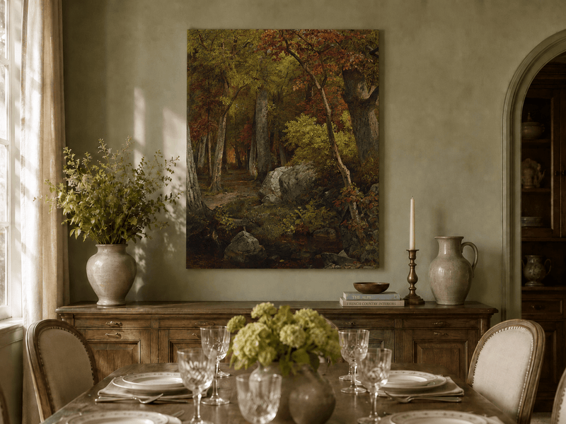 Ölgemälde Landschaft – Herbstwald, Feldweg & Mischfarben