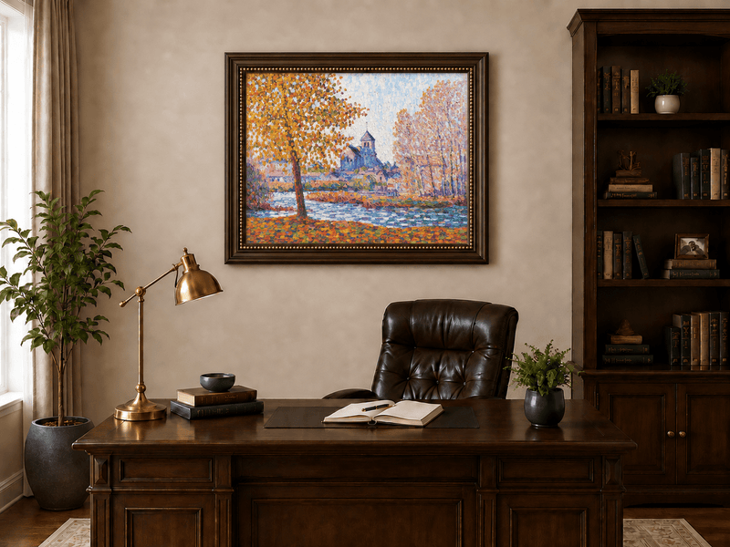 Peinture à l'huile de paysage - Gouffre rocheux spectaculaire avec personnages