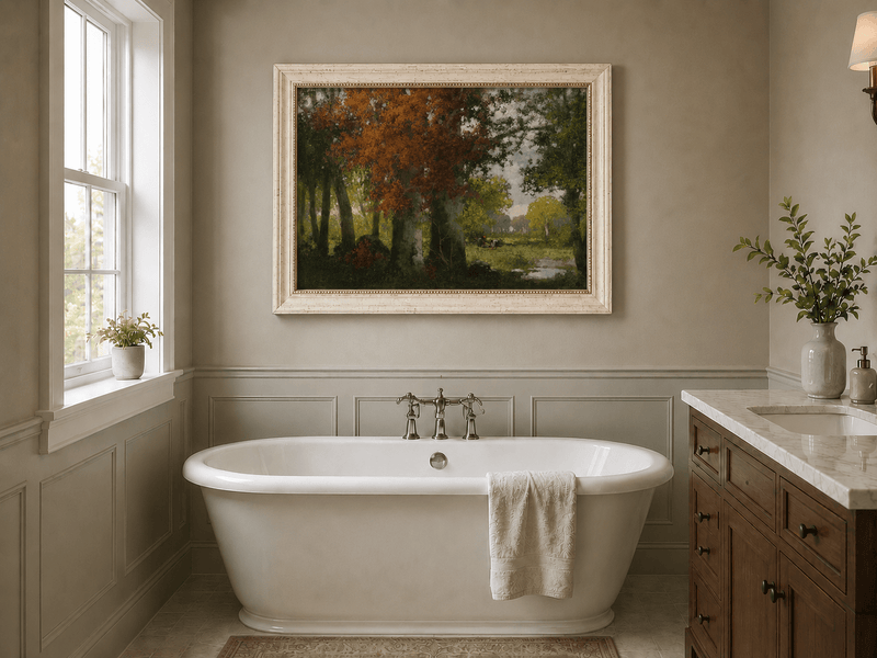 Landscape Oil Painting - Autumn Woodland: Vibrant Fall Foliage