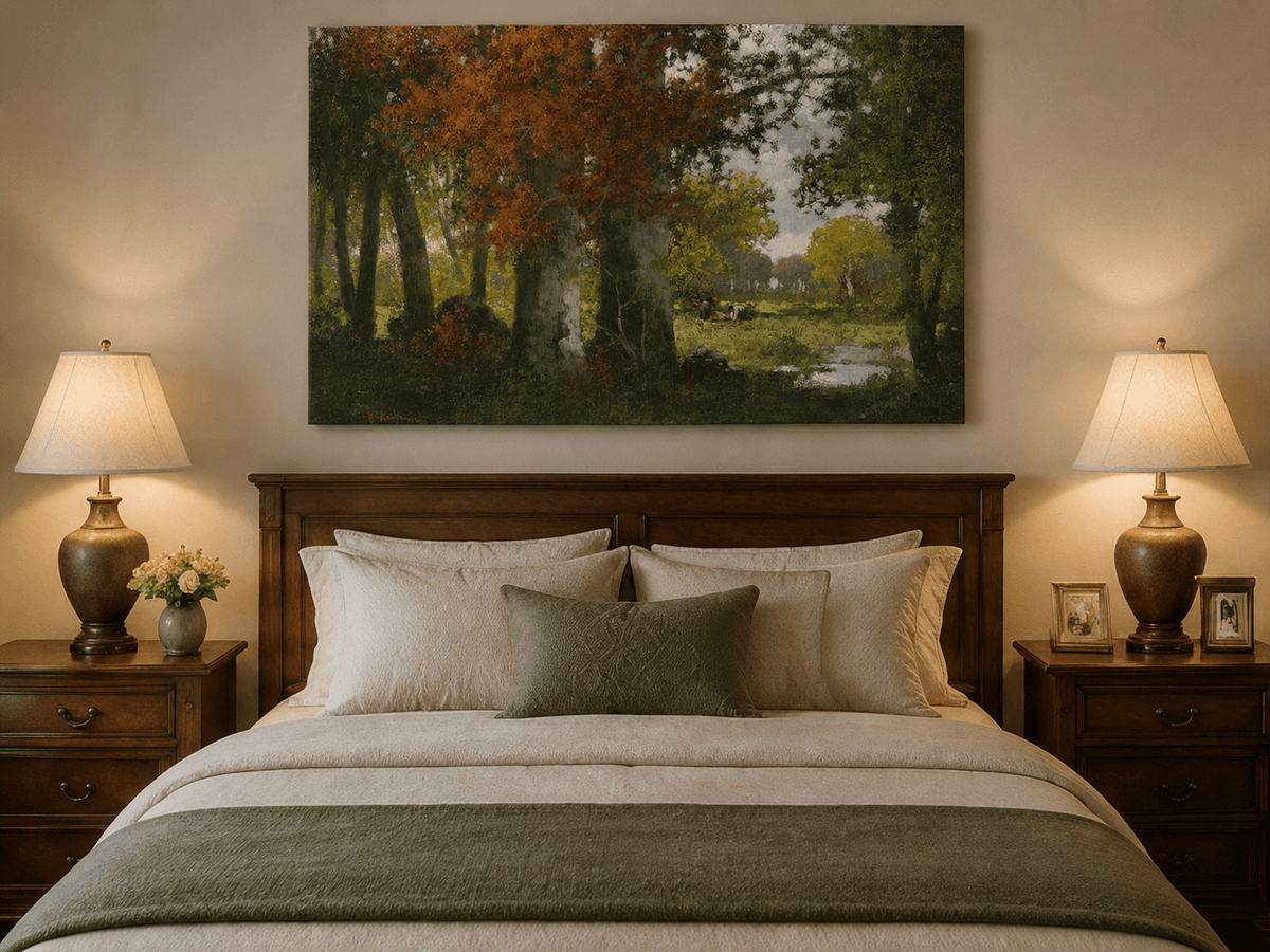 Landscape Oil Painting - Autumn Woodland: Vibrant Fall Foliage