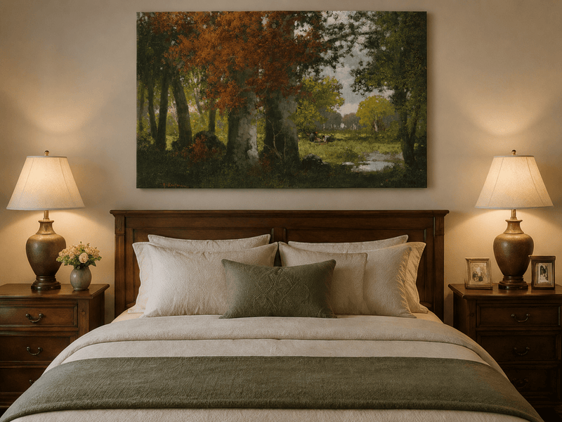 Landscape Oil Painting - Autumn Woodland: Vibrant Fall Foliage