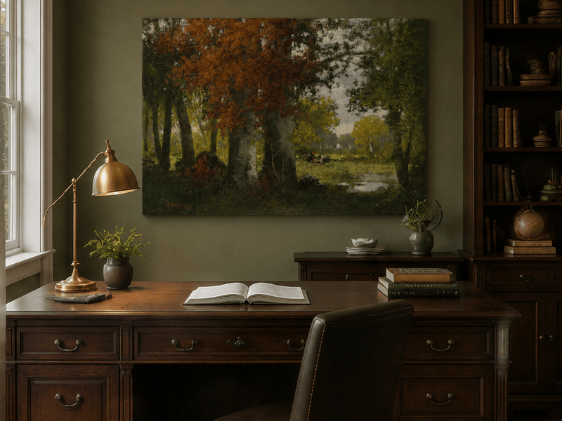 Landscape Oil Painting - Autumn Woodland: Vibrant Fall Foliage