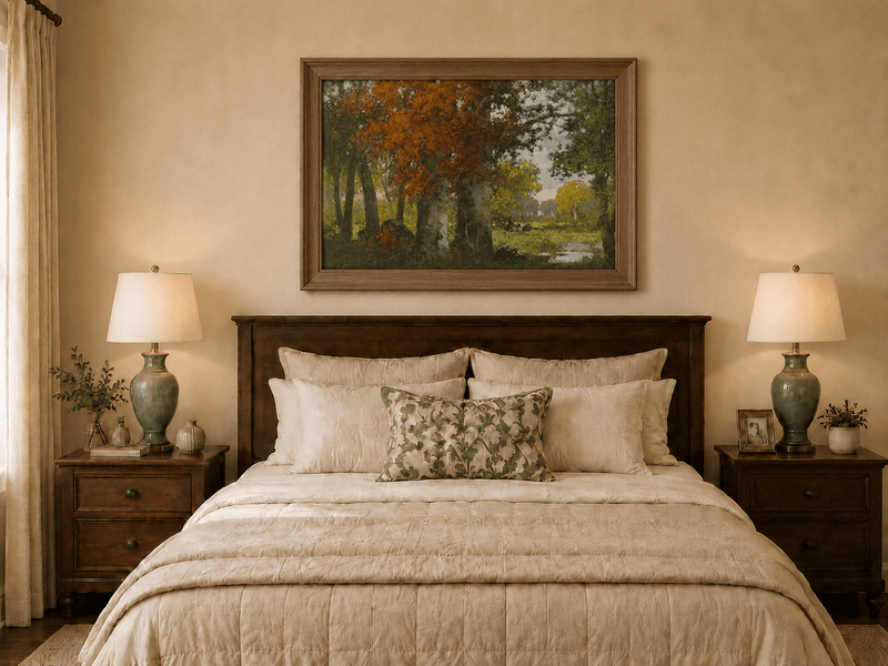 Landscape Oil Painting - Autumn Woodland: Vibrant Fall Foliage