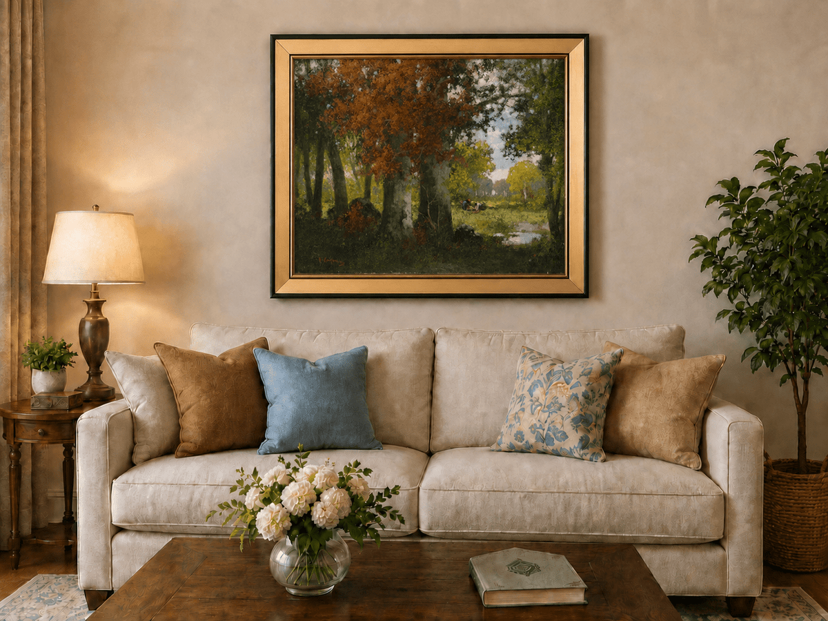 Landscape Oil Painting - Autumn Woodland: Vibrant Fall Foliage