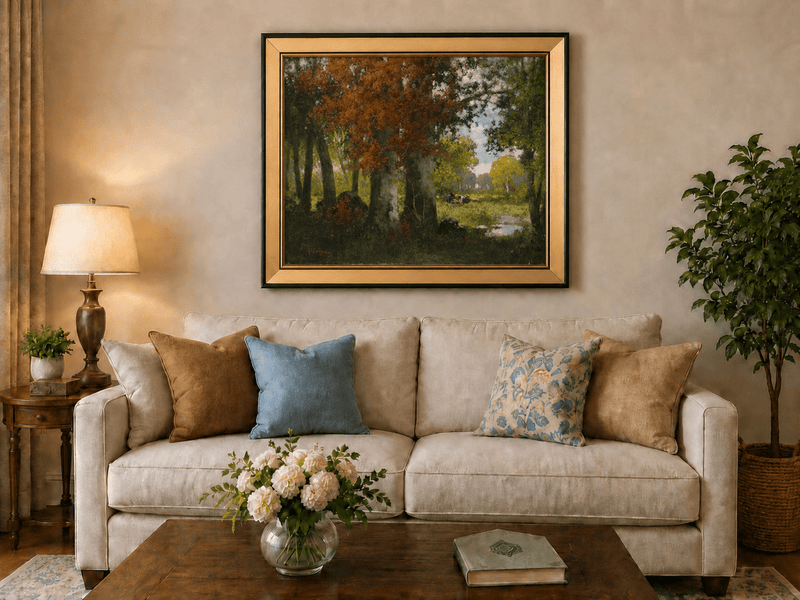 Landscape Oil Painting - Autumn Woodland: Vibrant Fall Foliage