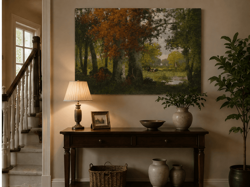 Landscape Oil Painting - Autumn Woodland: Vibrant Fall Foliage