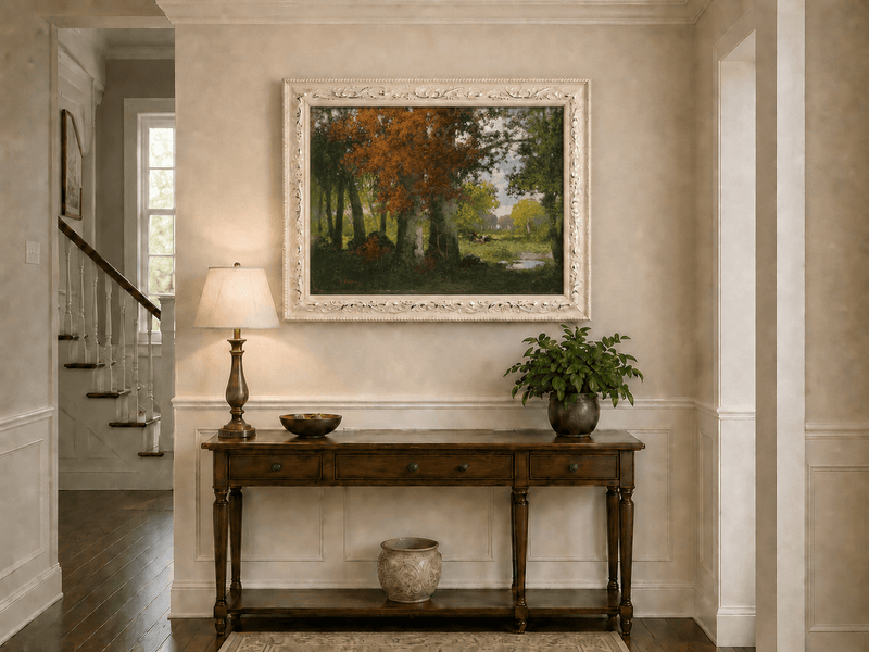 Landscape Oil Painting - Autumn Woodland: Vibrant Fall Foliage