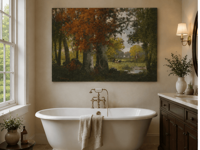 Landscape Oil Painting - Autumn Woodland: Vibrant Fall Foliage