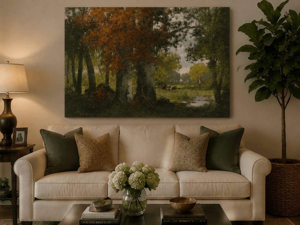 Landscape Oil Painting - Autumn Woodland: Vibrant Fall Foliage