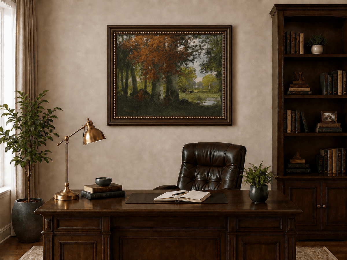 Landscape Oil Painting - Autumn Woodland: Vibrant Fall Foliage