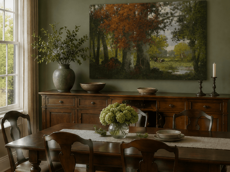 Landscape Oil Painting - Autumn Woodland: Vibrant Fall Foliage