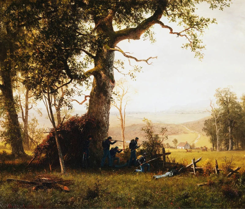 Landscape Oil Painting - Battle Scene in the Forest - Oil Painting Haven