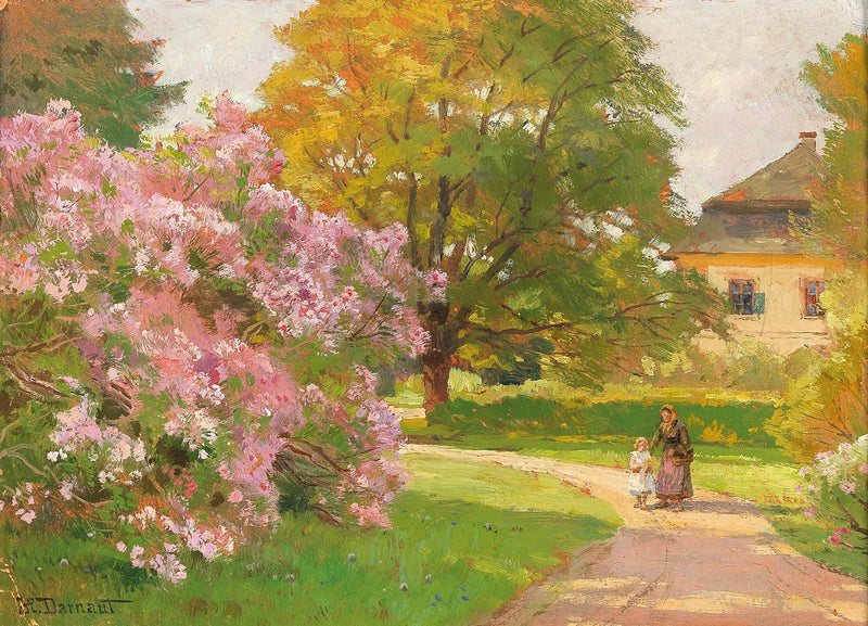 Landscape Oil Painting - Blooming Garden Path and Cottage Scene - Oil Painting Haven