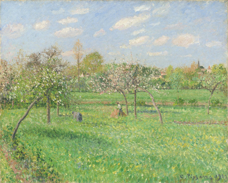 Landschaftsgemälde in Öl – Winterliche Flusslandschaft mit Figuren und Pferden