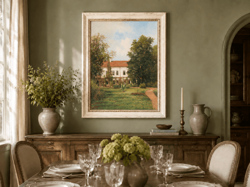 Peinture à l'huile de paysage - Rivière printanière avec pêcheur et arbres
