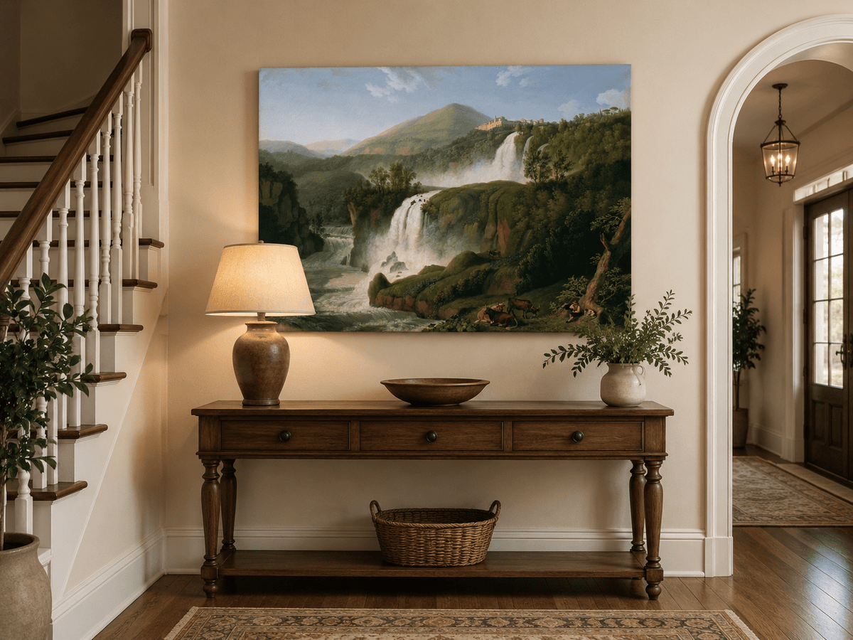 Landscape Oil Painting - Cascading Waterfalls