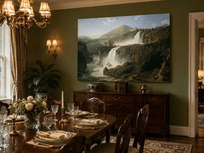 Landscape Oil Painting - Cascading Waterfalls