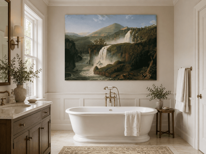 Landscape Oil Painting - Cascading Waterfalls