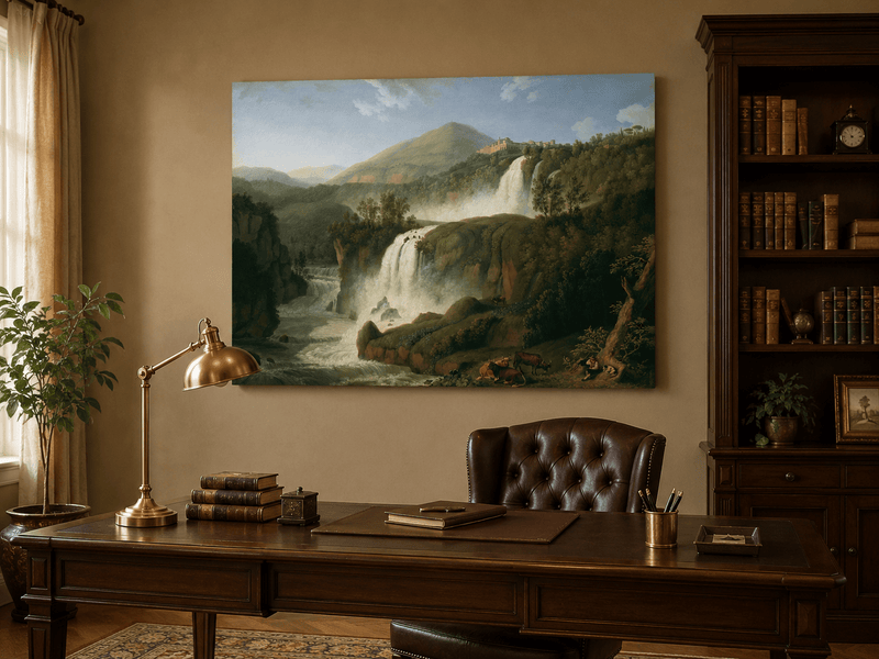 Landscape Oil Painting - Cascading Waterfalls