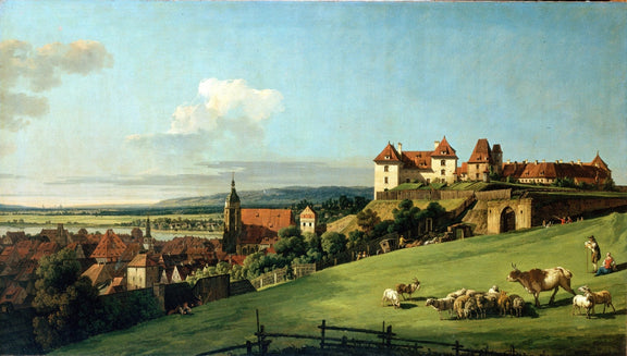 Landscape Oil Painting - Castle Pasture and Historic Town View - Oil Painting Haven