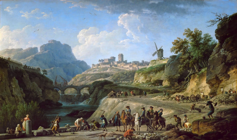 Landscape Oil Painting - Castle Road and River Valley Scene - Oil Painting Haven