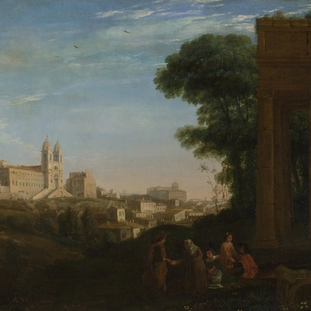 Landscape Oil Painting - City View with Ancient Ruins and Figures - Oil Painting Haven