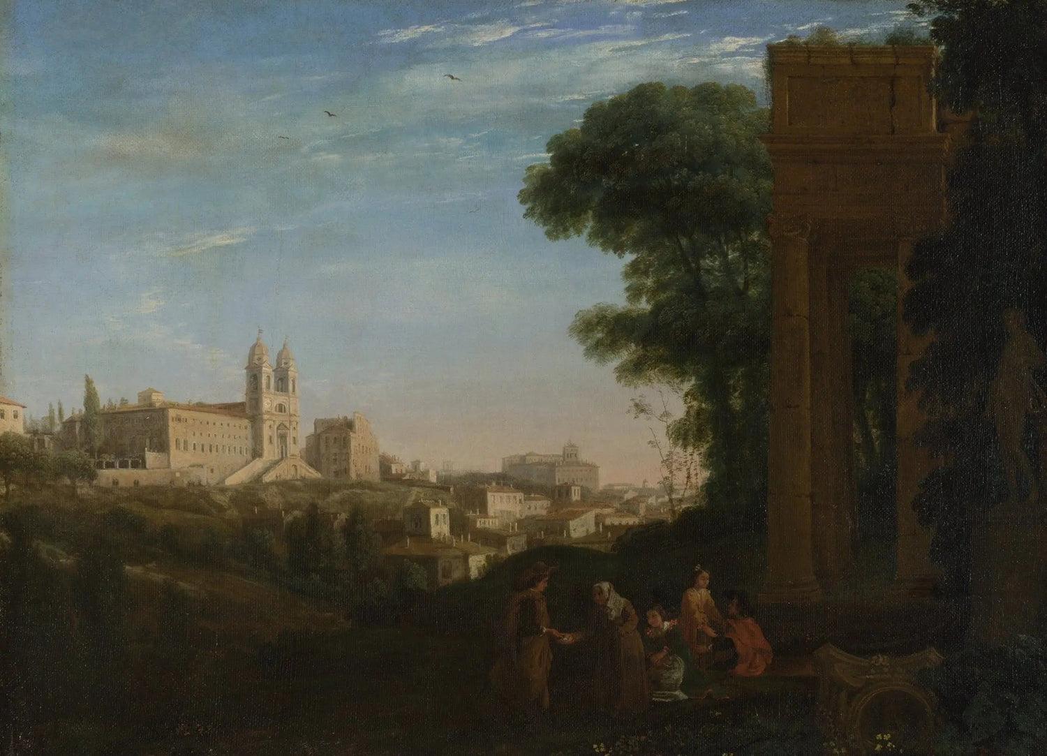 Landscape Oil Painting - City View with Ancient Ruins and Figures - Oil Painting Haven