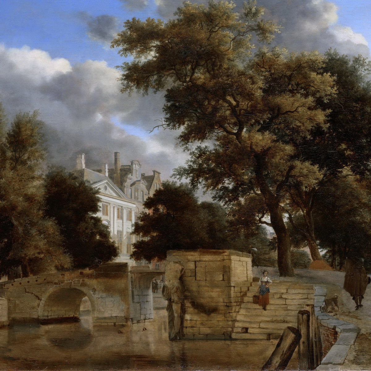 Landscape Oil Painting - Classic Canal Bridge with Trees - Oil Painting Haven