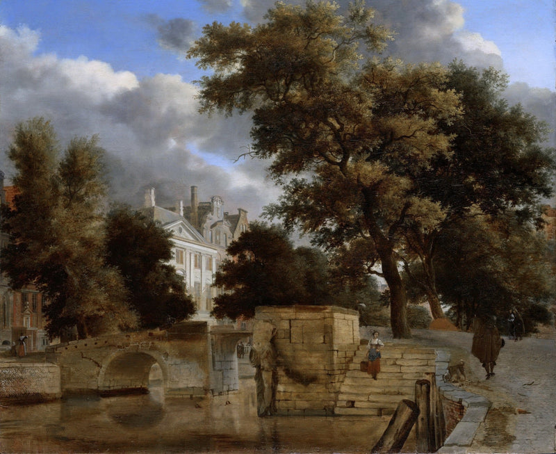 Landscape Oil Painting - Classic Canal Bridge with Trees - Oil Painting Haven