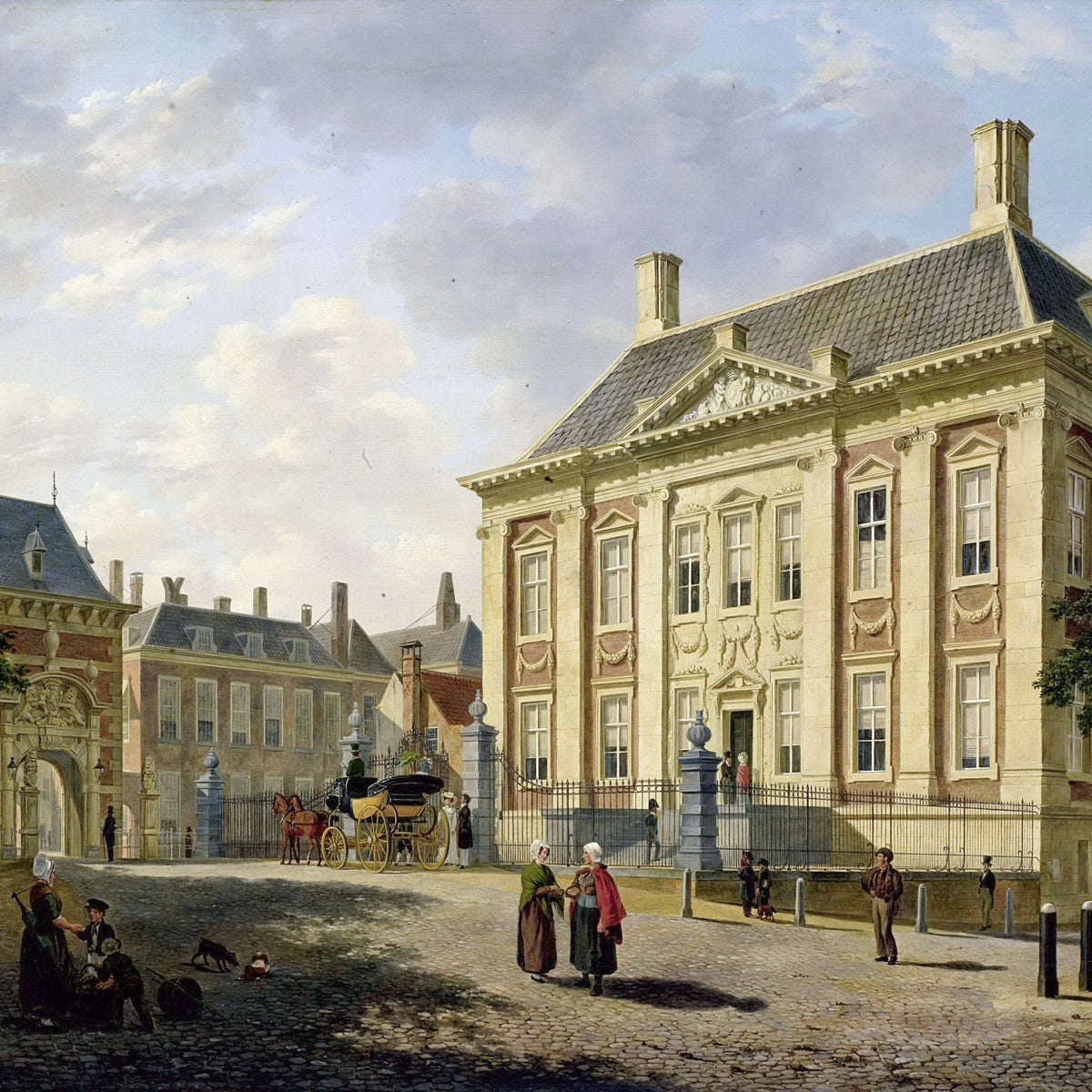 Hand painted oil on canvas landscape oil painting of a classic European city square with textured brushwork, historic. - Add Frame, Canvas, Hand Painted, Landscape, Made To Order, Oil Painting