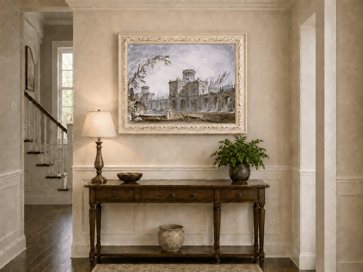 Landscape Oil Painting - Classical Architectural Garden Scene