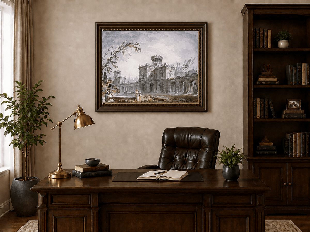 Landscape Oil Painting - Classical Architectural Garden Scene