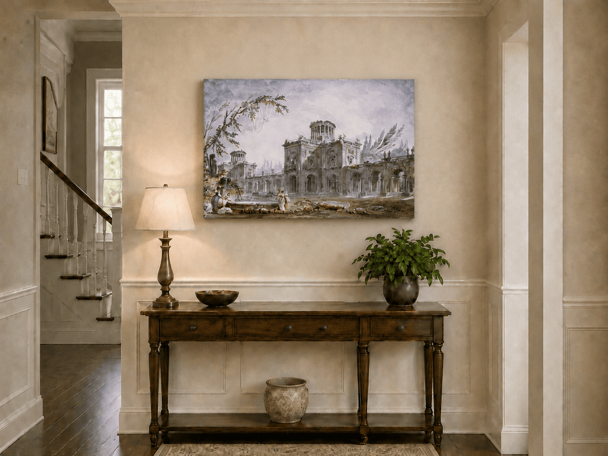 Landscape Oil Painting - Classical Architectural Garden Scene