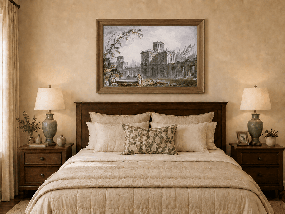 Landscape Oil Painting - Classical Architectural Garden Scene