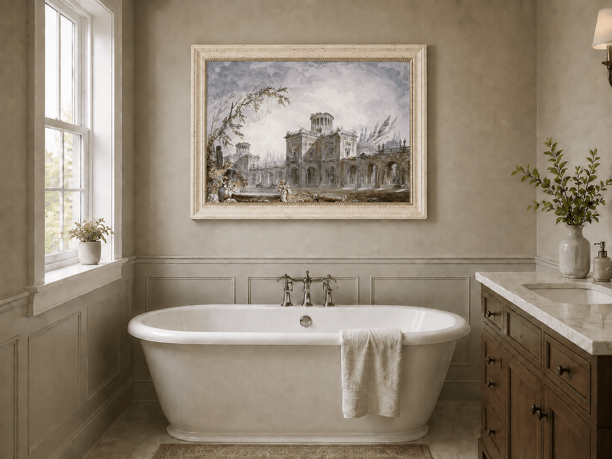 Landscape Oil Painting - Classical Architectural Garden Scene