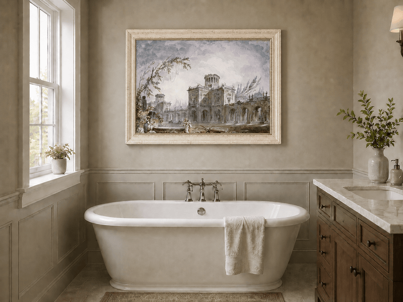 Landscape Oil Painting - Classical Architectural Garden Scene