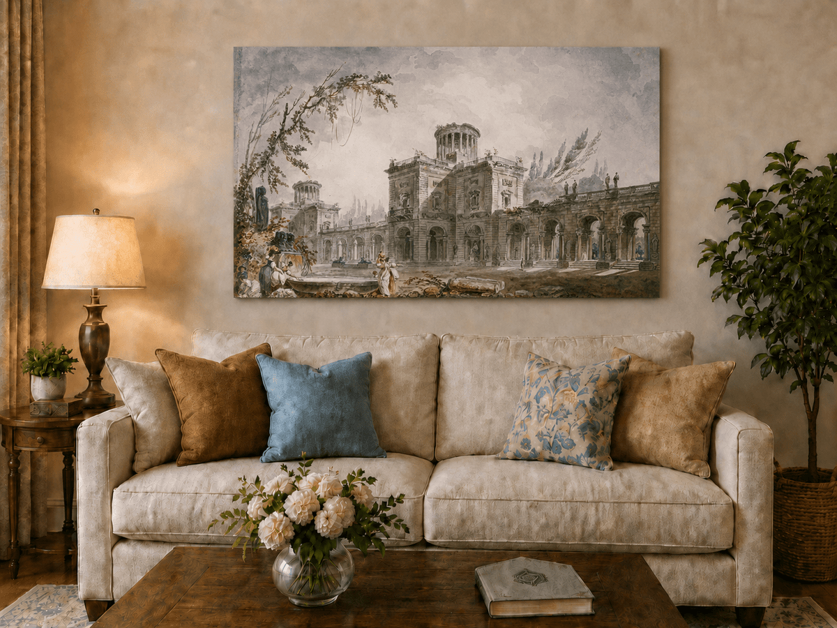 Landscape Oil Painting - Classical Architectural Garden Scene