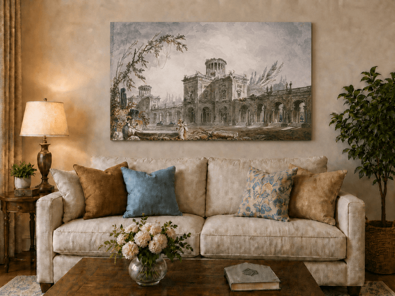 Landscape Oil Painting - Classical Architectural Garden Scene