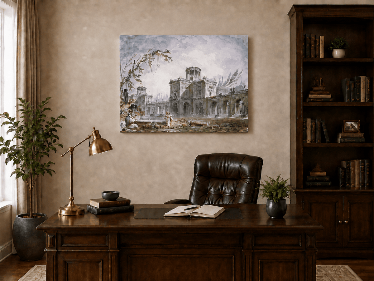 Landscape Oil Painting - Classical Architectural Garden Scene