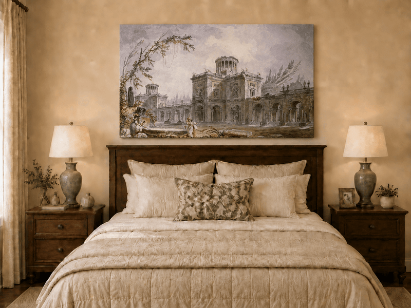 Landscape Oil Painting - Classical Architectural Garden Scene