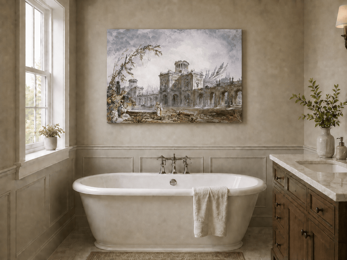 Landscape Oil Painting - Classical Architectural Garden Scene