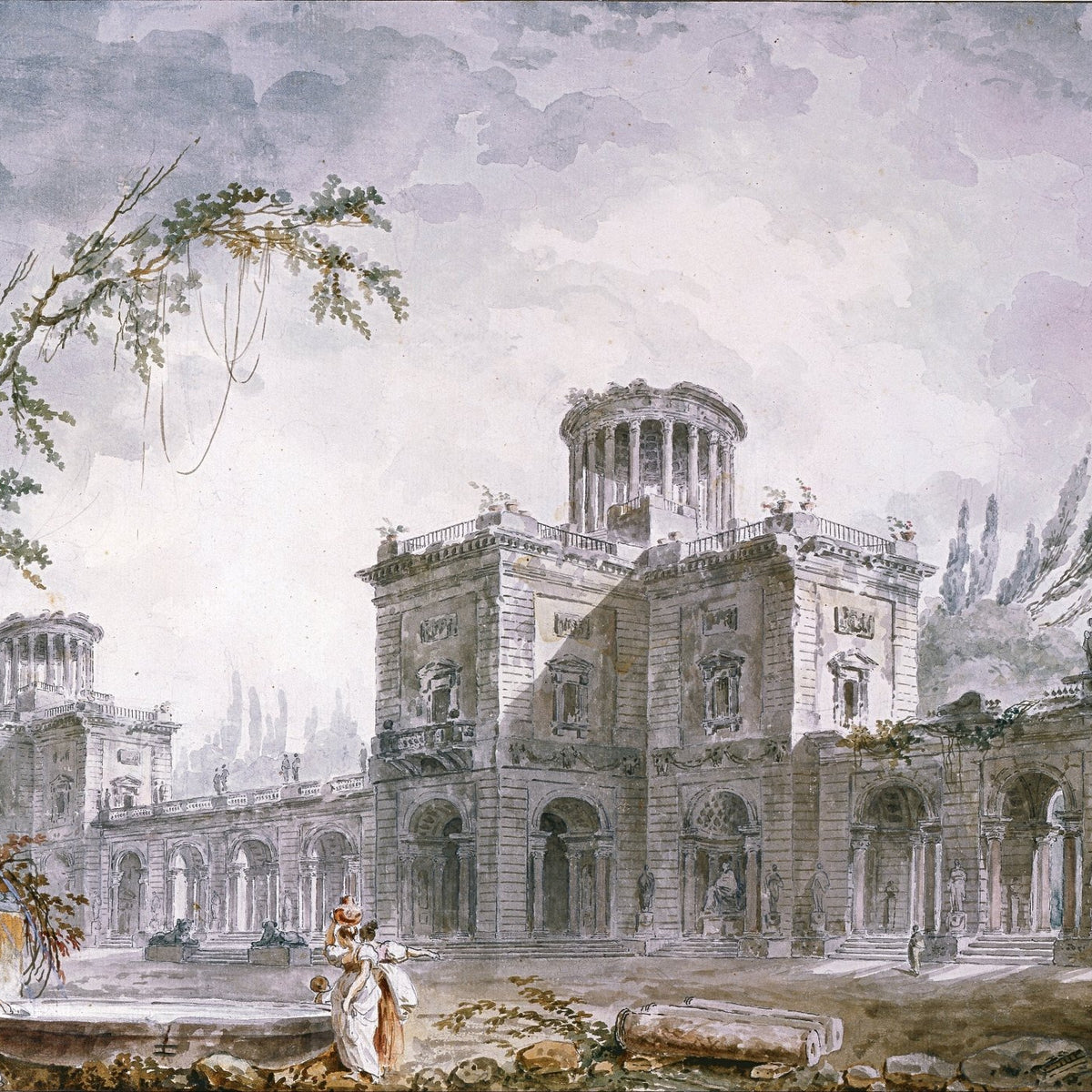 Landscape Oil Painting - Classical Architectural Garden Scene - Oil Painting Haven
