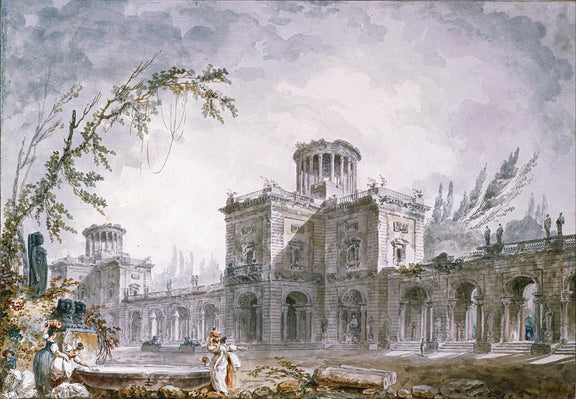 Landscape Oil Painting - Classical Architectural Garden Scene - Oil Painting Haven