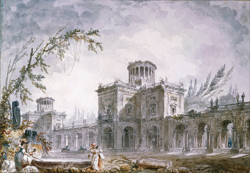 Landscape Oil Painting - Classical Architectural Garden Scene - Oil Painting Haven