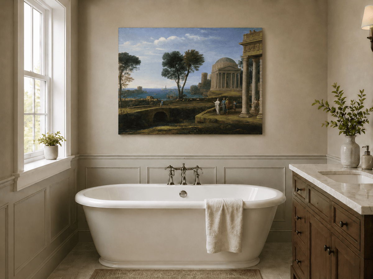 Landscape Oil Painting - Classical Coastal Ancient Architecture
