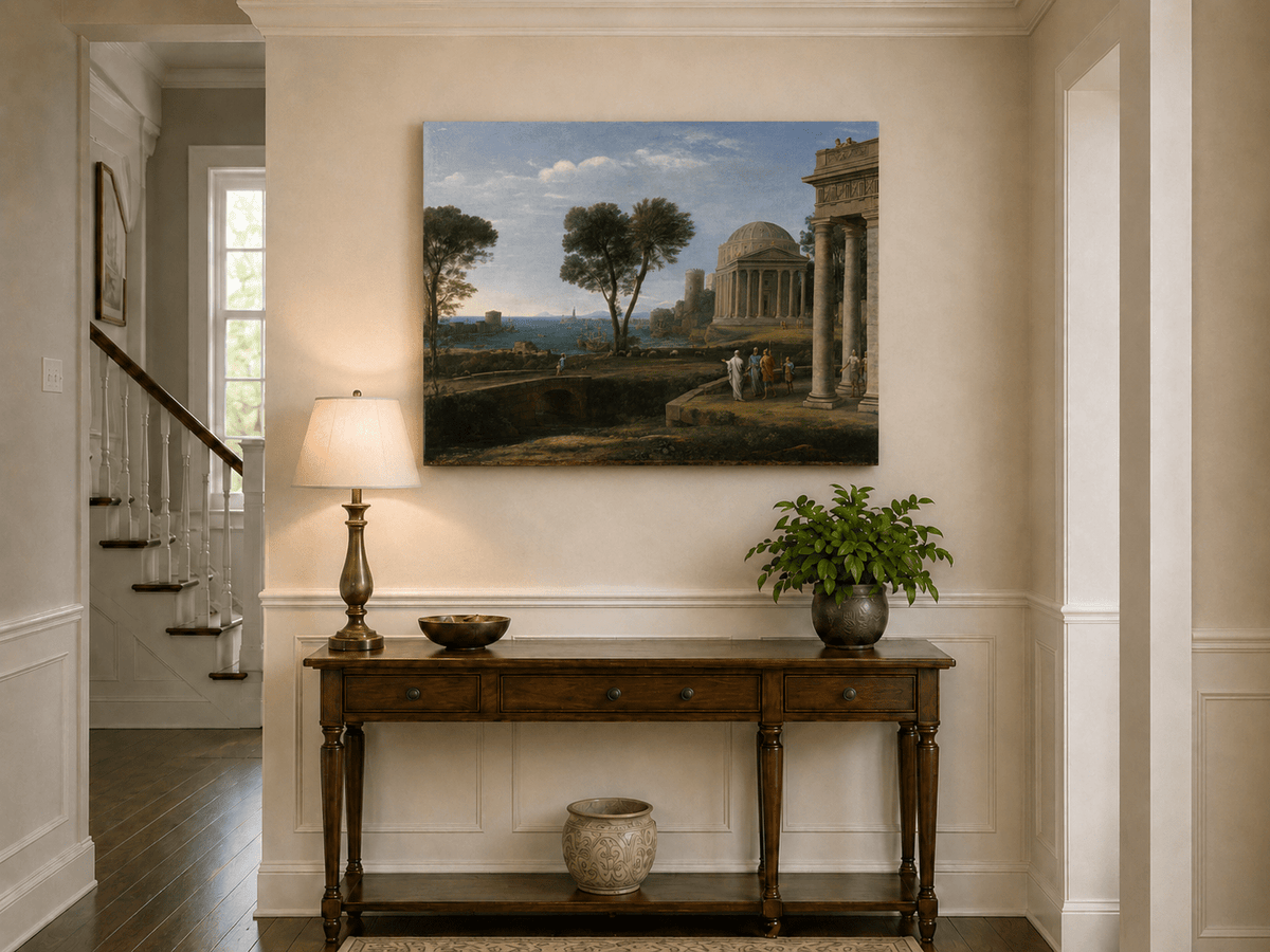 Landscape Oil Painting - Classical Coastal Ancient Architecture