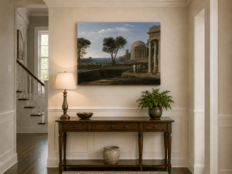 Landscape Oil Painting - Classical Coastal Ancient Architecture