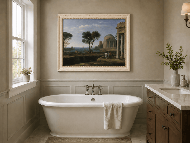 Landscape Oil Painting - Classical Coastal Ancient Architecture